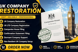 register or restore dissolved  company in UK companies house