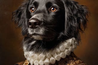 amazing royal pet portrait in custom caricature