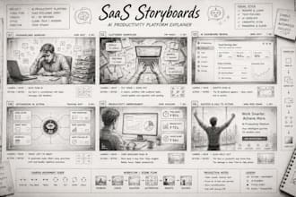 create saas explainer storyboard illustrations for apps and startups