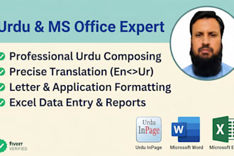 do professional urdu typing inpage and excel word data entry