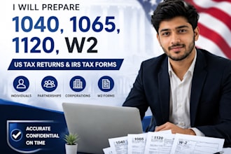 prepare form 1040, 1065,1120,w2 US tax returns and irs tax forms for individuals