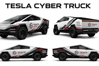 design a professional tesla cybertruck wrap design