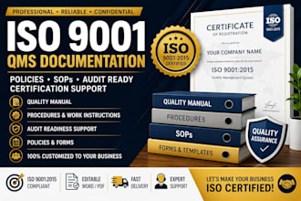 create iso 9001, 14001, 45001, 27001 qms documentation and certification support