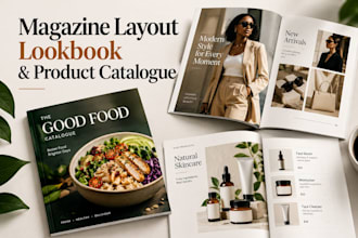 design modern magazine layout, lookbook, and  catalog design product catalogue
