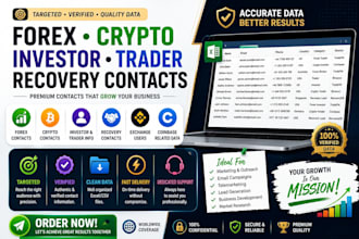 give forex lead, crypto lead, investor list for coinbase, binance, depositor etc