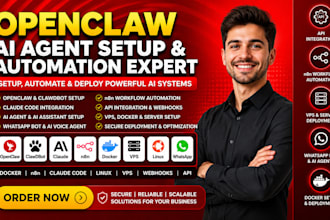 setup openclaw ai agent, n8n automation, vps, whatsapp bot, claude ai workflow
