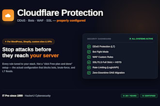 set up cloudflare protection against ddos, bots and attacks on your website