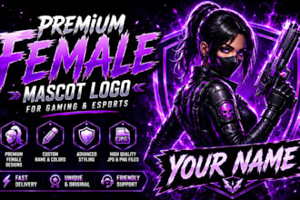 design premium female mascot esports gaming logo