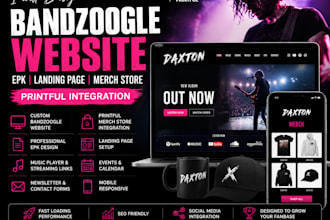 do bandzoogle printful store epk design design landing page merch store website
