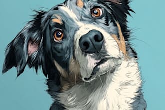draw pet portrait into cartoon vector