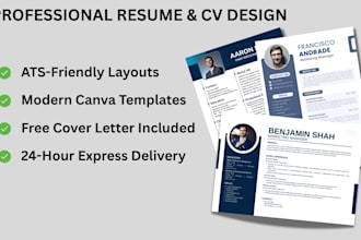 design professional ats resume and modern CV in canva