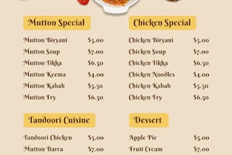 design a professional menu card