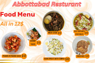 design a modern restaurant menu card