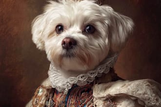 custom royal pet portrait cat portrait, dog portrait