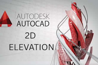 draw 2d elevation drawing and architectural elevation