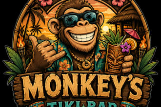 design a monkey tiki bar mascot logo in 1 day