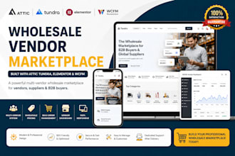 design a wholesale vendor marketplace attic tundra elementor wcfm marketplace