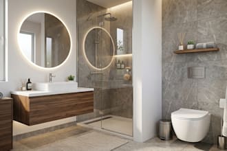design 3d toilet design, bathroom in 3d model and the 2d floor plan