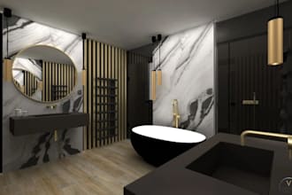 design 3d toilet design, bathroom in 3d model and the 2d floor plan