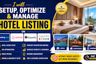 setup optimize and manage booking com airbnb hotel listing