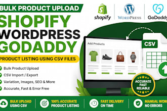do bulk product upload shopify wordpress godaddy product listing using csv files