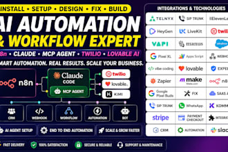 n8n claude code mcp agent setup twilo lovable ai web app automation kimi crm bot