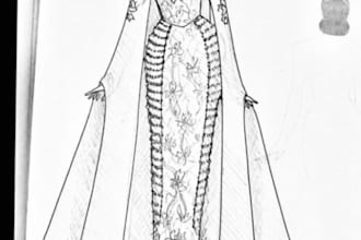 draw custom party dress fashion sketches