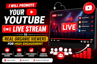 promote your youtube live stream to real organic viewers for high engagement