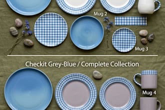 design classic and checkered patterns for ceramic dinnerware