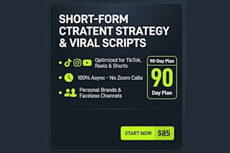 create short form video strategy, viral scripts and growth plan