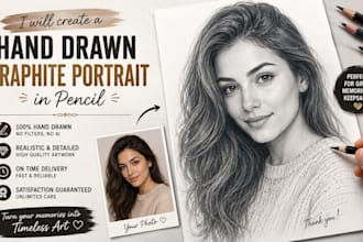 create a hand drawn graphite portrait pencil