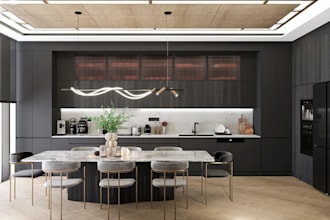 render modern office interior,office kitchen,dining design,reception lobby model