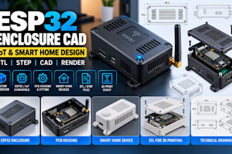 esp32 enclosure, iot cad, pcb housing, smart home stl modeling expert studio
