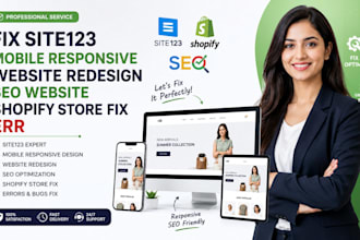 fix site123 mobile responsive website redesign SEO website shopify store fix err