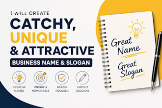 craft catchy business name, slogan, company name, logo design, website