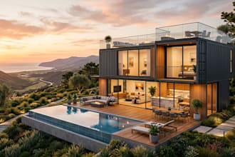 create custom 3d home container design, plaza rendering and luxury design