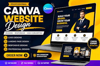 design canva landing page website, canva web design, ugc website, canva template