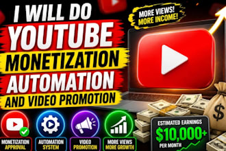 do youtube monetization, automation and video promotion through yt short