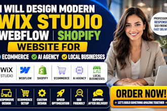wix studio webflow shopify website for ecommerce ai agency and local business