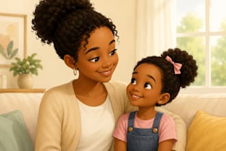 draw african american watercolor 3d illustration children kids book art design