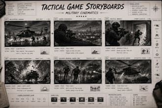 create professional game cinematic storyboard sequences and cutscenes