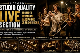 record live studio quality trumpet, trombone, saxophone or french horn section