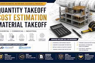 do material take off, quantity take off and cost estimation