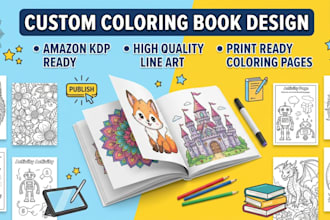 create stunning coloring pages, line art, kdp coloring book for amazon kdp