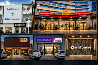 create realistic 3d shop sign and signboard mockup design