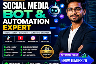 do custom social media bot, tiktok bot, twitter bot, instagram api bot, youtube