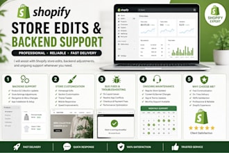 provide shopify store edits, support and maintenance