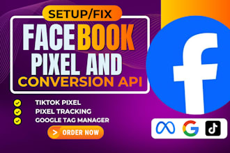 setup meta pixel, facebook pixel, tiktok pixel, API,GTM,ga4, google ads tracking