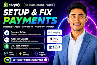 razor pay apple pay canada payments methods USD bank transfer for shopify error