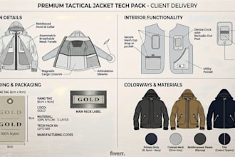create manufacturer ready fashion tech packs and hand bag for clothing brands